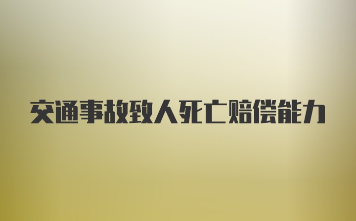 交通事故致人死亡赔偿能力