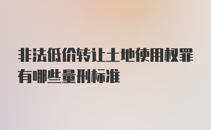 非法低价转让土地使用权罪有哪些量刑标准