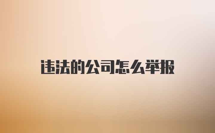 违法的公司怎么举报