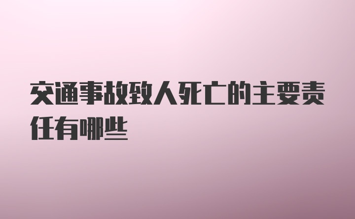 交通事故致人死亡的主要责任有哪些