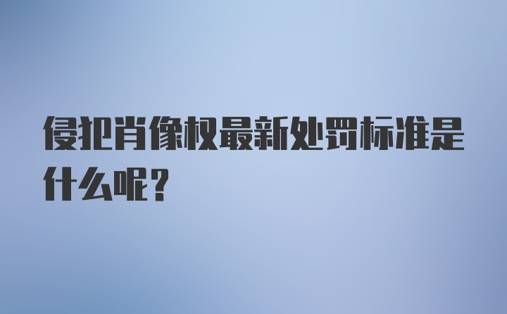 侵犯肖像权最新处罚标准是什么呢？