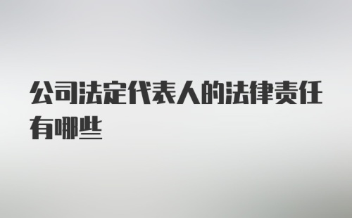 公司法定代表人的法律责任有哪些