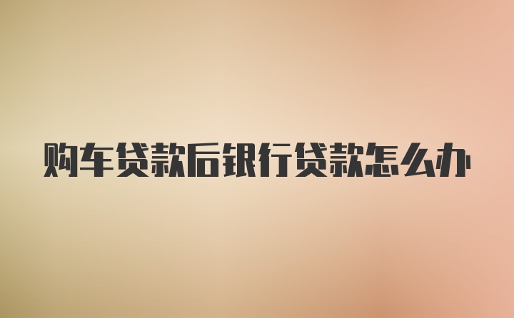 购车贷款后银行贷款怎么办