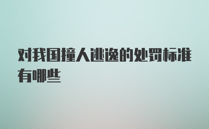 对我国撞人逃逸的处罚标准有哪些