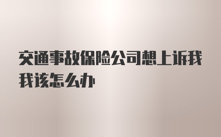 交通事故保险公司想上诉我我该怎么办