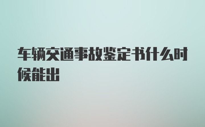 车辆交通事故鉴定书什么时候能出