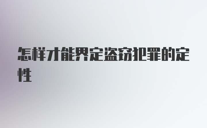 怎样才能界定盗窃犯罪的定性