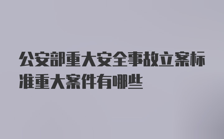 公安部重大安全事故立案标准重大案件有哪些