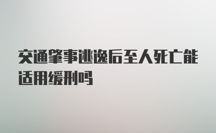 交通肇事逃逸后至人死亡能适用缓刑吗