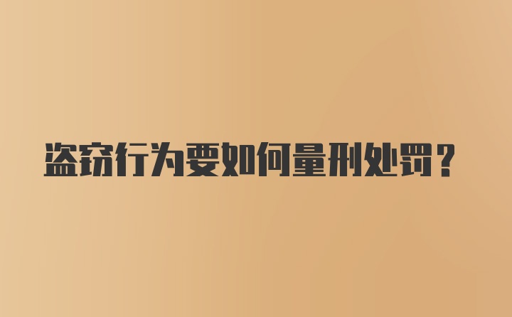 盗窃行为要如何量刑处罚?