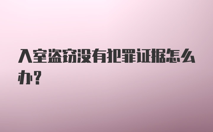 入室盗窃没有犯罪证据怎么办？