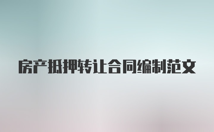 房产抵押转让合同编制范文