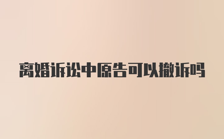 离婚诉讼中原告可以撤诉吗