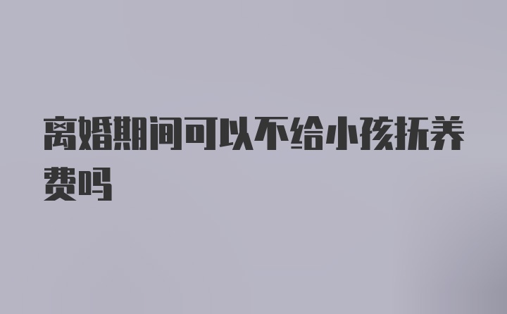 离婚期间可以不给小孩抚养费吗