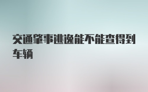 交通肇事逃逸能不能查得到车辆