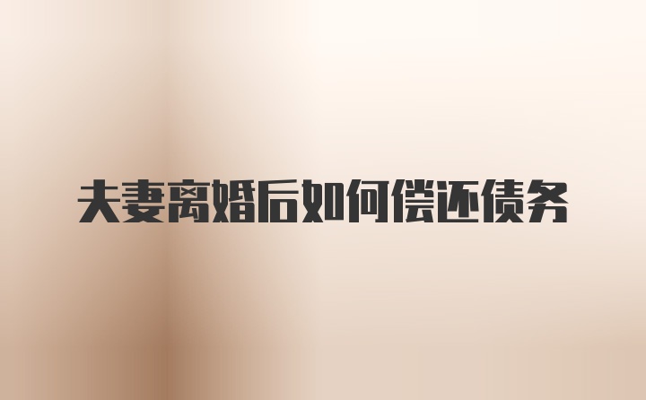 夫妻离婚后如何偿还债务