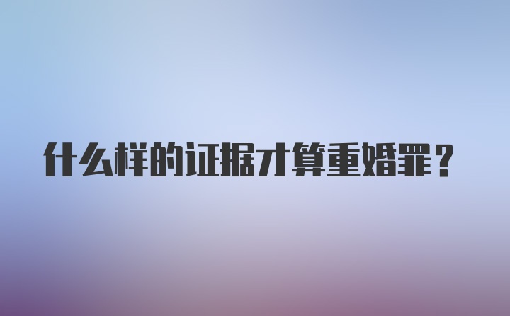 什么样的证据才算重婚罪?