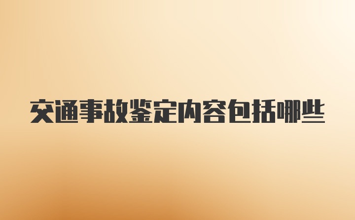 交通事故鉴定内容包括哪些