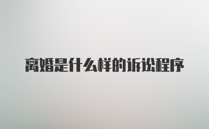 离婚是什么样的诉讼程序