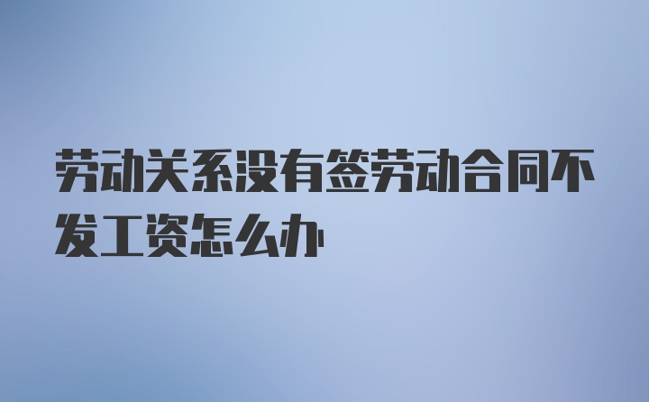 劳动关系没有签劳动合同不发工资怎么办