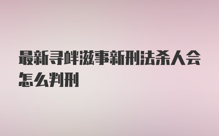 最新寻衅滋事新刑法杀人会怎么判刑