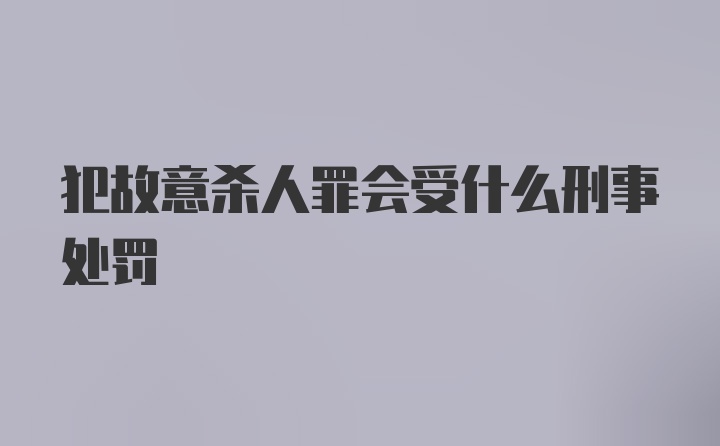 犯故意杀人罪会受什么刑事处罚