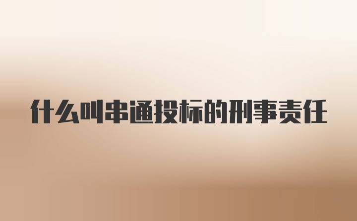 什么叫串通投标的刑事责任