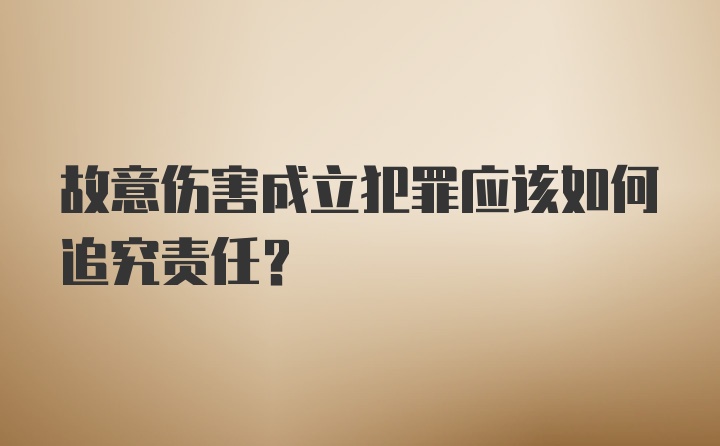 故意伤害成立犯罪应该如何追究责任？