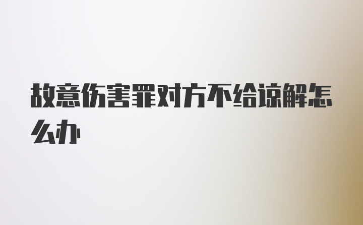 故意伤害罪对方不给谅解怎么办