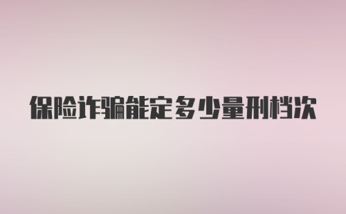 保险诈骗能定多少量刑档次