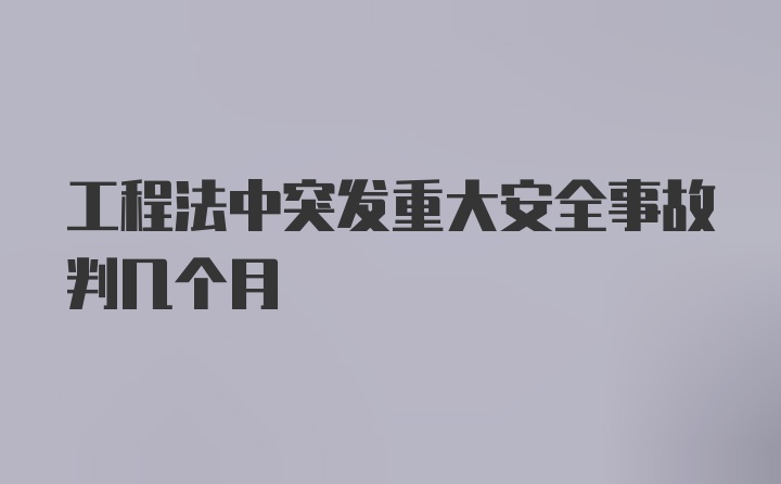 工程法中突发重大安全事故判几个月