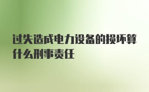 过失造成电力设备的损坏算什么刑事责任