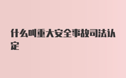 什么叫重大安全事故司法认定