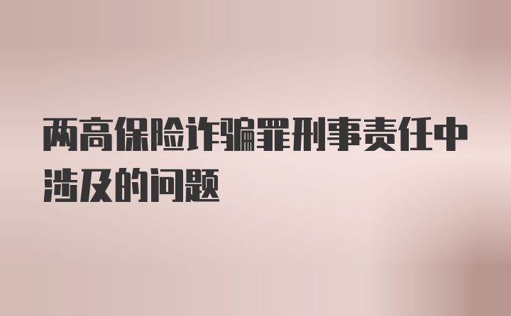 两高保险诈骗罪刑事责任中涉及的问题