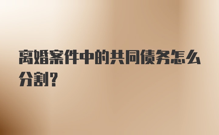 离婚案件中的共同债务怎么分割？