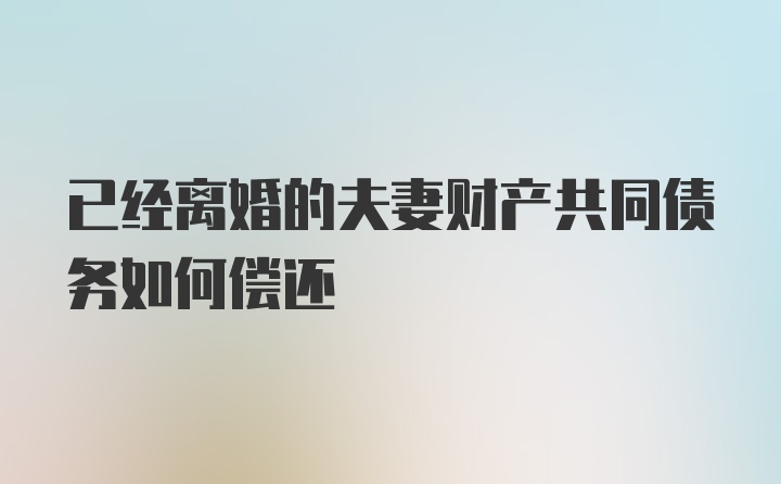 已经离婚的夫妻财产共同债务如何偿还