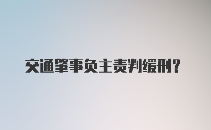 交通肇事负主责判缓刑？