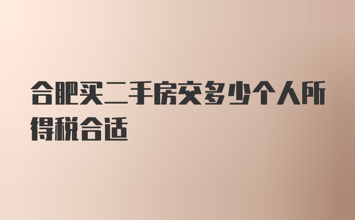 合肥买二手房交多少个人所得税合适