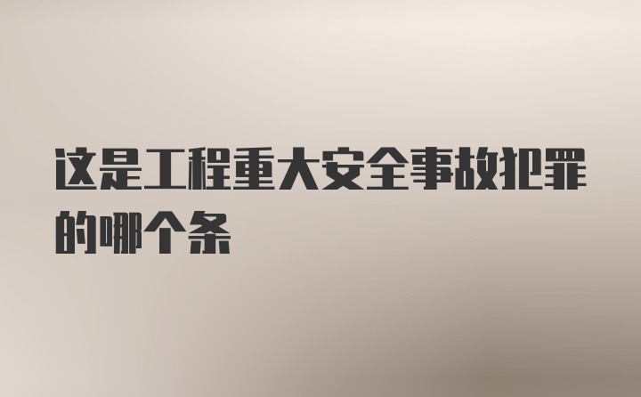 这是工程重大安全事故犯罪的哪个条