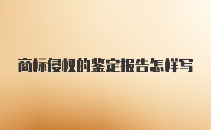 商标侵权的鉴定报告怎样写