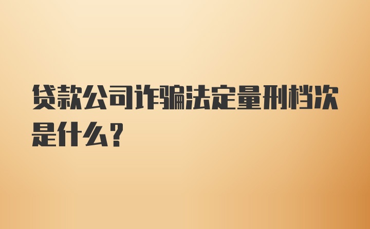 贷款公司诈骗法定量刑档次是什么？