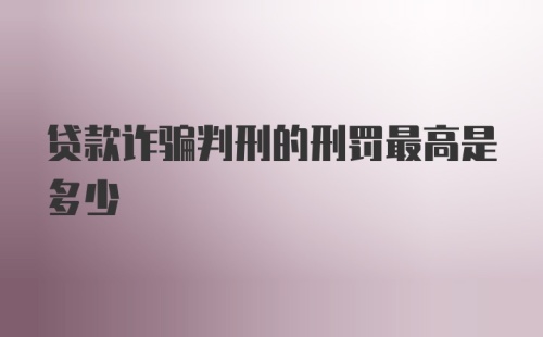 贷款诈骗判刑的刑罚最高是多少