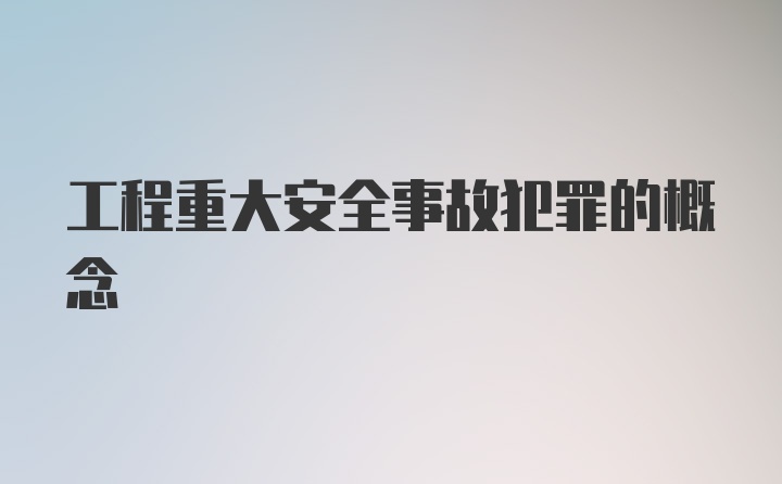 工程重大安全事故犯罪的概念