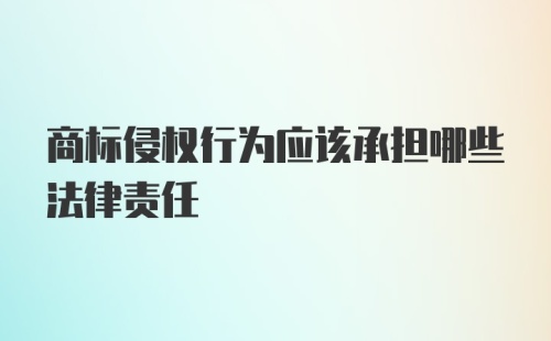 商标侵权行为应该承担哪些法律责任