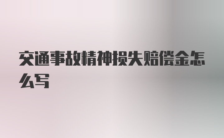 交通事故精神损失赔偿金怎么写