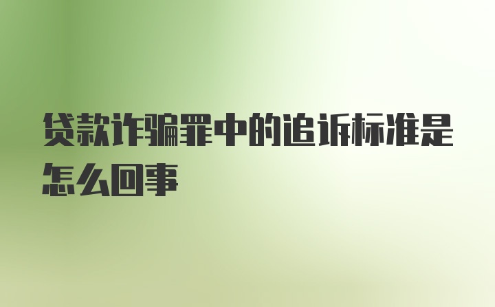 贷款诈骗罪中的追诉标准是怎么回事