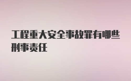 工程重大安全事故罪有哪些刑事责任