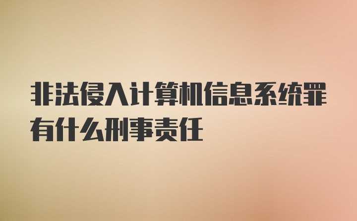 非法侵入计算机信息系统罪有什么刑事责任