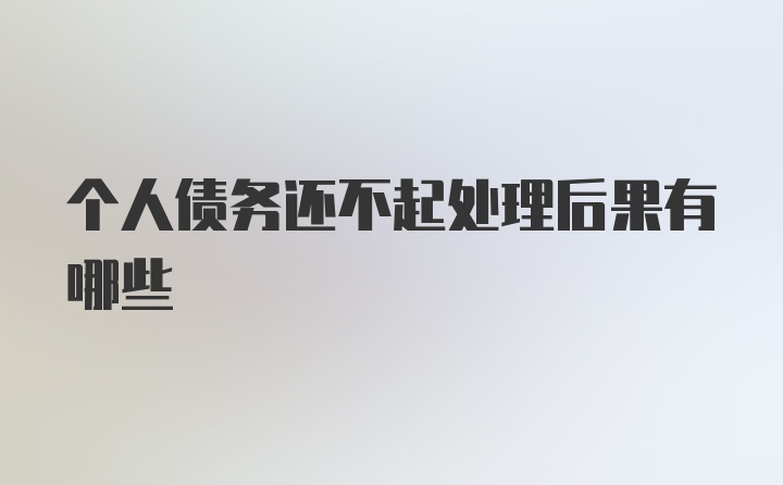 个人债务还不起处理后果有哪些