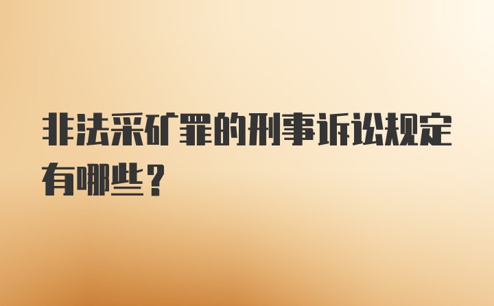 非法采矿罪的刑事诉讼规定有哪些？